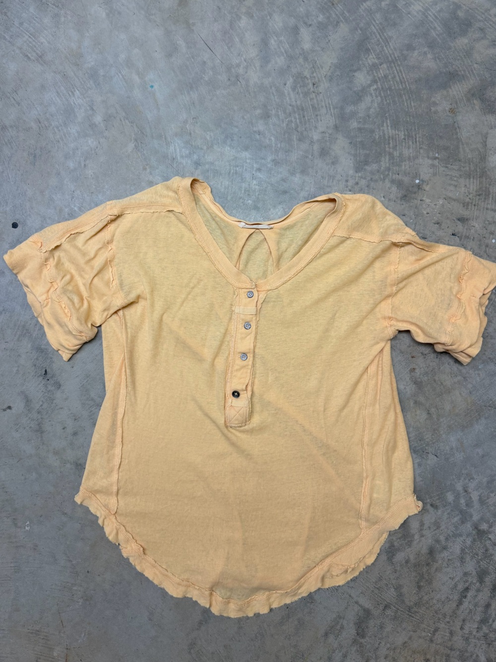 We The Free Short Sleeve Henley Top in Pale Yellow